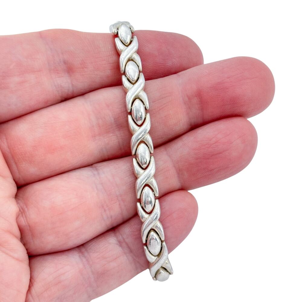 Vintage Sterling Silver 925 XO Link Bracelet 7.5"